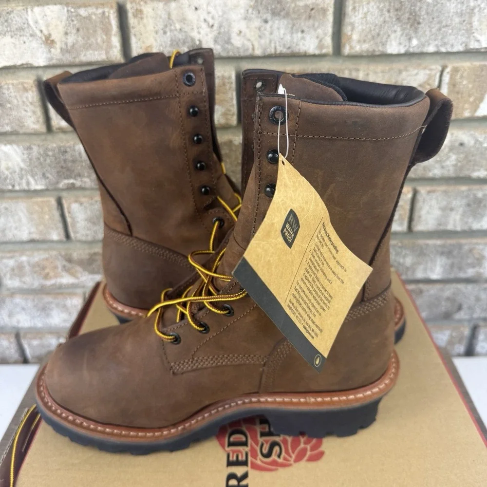 Red Wing Shoes 4420 LoggerMax Leather Work Boots Steel Toe Brown Sz 9D